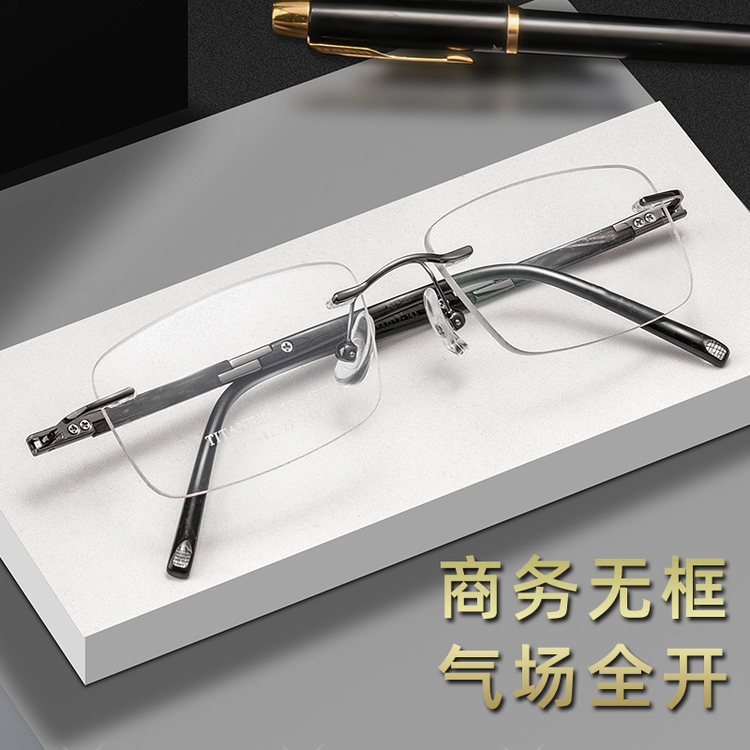 新款商务无框眼镜架纯钛眼镜架复古板材近视眼镜掌柜推荐